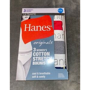 Hanes Originals Ultimate Womens Stretch Bikinis 3 Pack Size 9/2XL New Wi…